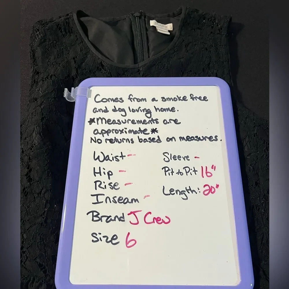 J Crew size 6 black lace sleeveless top with zip back EUC - Picture 6 of 10